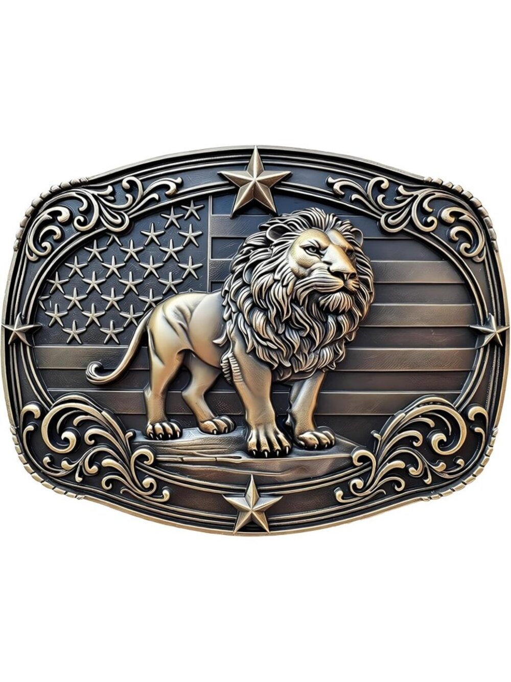 Men 008 Bronze Lion Vintage Cowboy Buckle Texas Map Longhorn Rodeo Belt